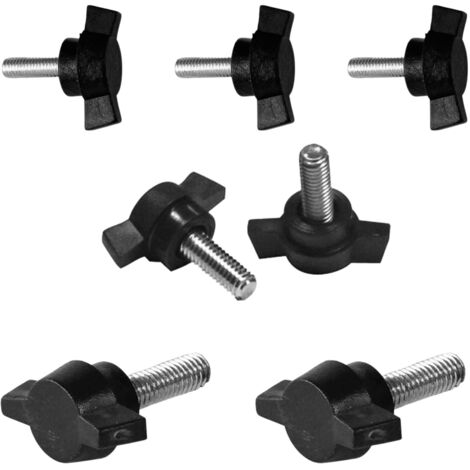 Volant à Main Papillon à 2 Ailettes Avec Goupille Filetée en ABS Noir (M5- 10 Pièces) (1/2)