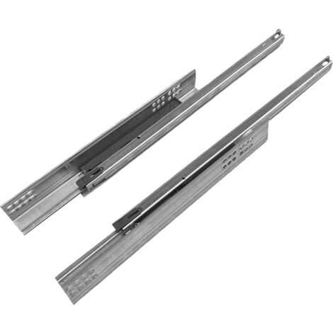 Paire de Coulisses Invisibles Amorties Extraction Partielle Pour Tiroir en Bois Avec Fermeture Amortie - Longeur- Longeur 350 mm. (1/2)