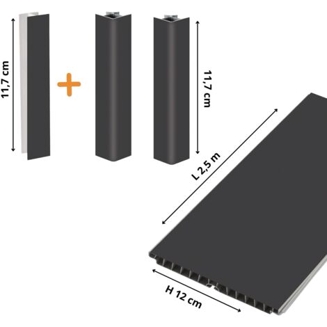 Evotrade – Plinthe de finition de cuisine PVC 2,5m – Hauteur 120mm – Couleur noir – Accessoires complets (2 angles 90° + 1 joint)