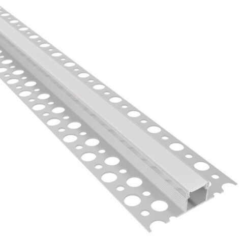 Profilé encastrable en aluminium pour carrelage – Goulotte pour éclairage LED – Longueur 2m, largeur ruban LED 10mm, épaisseur carreaux 8mm – IP44 – Evotrade
