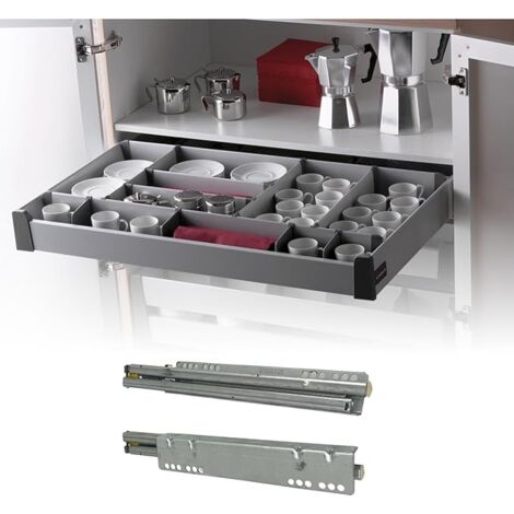 Evotrade – Coulisses à extraction totale 270 mm – Guides de tiroir avec fermeture douce INDAmatic – Charge testée 100 000 cycles – Pour meubles de salle de bain et cuisine