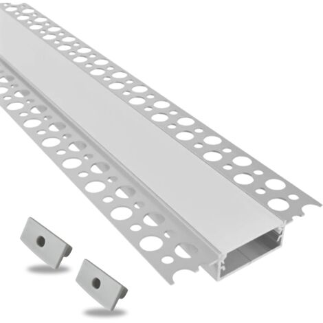 Evotrade – Profilé pour tube led 2 mètres – Aluminium – Goulotte pour bandes LED – Couvercle diffuseur lumière continue – Largeur 70mm