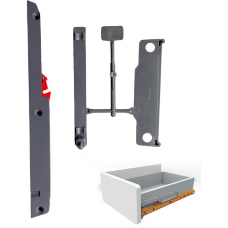 Fermeture Douce Amortie Pour Tiroirs en Bois Avec Glissières à Rouleaux - Kit Amortisseur Universel Pour Tiroirs Avec Glissières à Rouleaux (1/2)