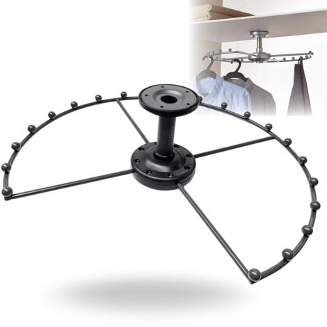 Porte-Vêtements Pivotant 360° en Acier Inoxydable – Gain de Place pour Armoire, Buanderie ou Cuisine, Facile à Installer, Gris