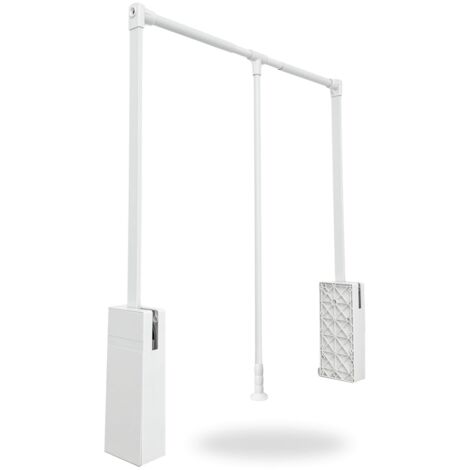 EVOHANGER Porte-Vêtements Escamotable pour Armoire – Organisateur Haute Capacité 15 kg, Technologie Hydraulique, Mouvement Facile - Blanc Petit (1/5)