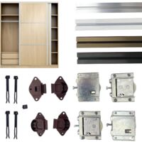 Ferrure Pour Portes Coulissantes JUNIOR-3 - Rail 2 Mètres + Chariots - Poids Max. de la Porte 55 Kg. (3 Portes - Rail Aluminium)