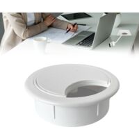Passe-Câble Pour Burea en ABS Idéal Pour Tables, Bureaux et Maisons (Blanc, Rond)