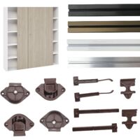 Ferrure Pour Portes Coulissantes JUNIOR-4 - Rail 2 Métres + Chariots + Butées de Frein - Poids Max. de la Porte 55 Kg. (1 Porte - Blanc)