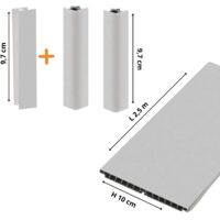 Evotrade – Plinthe de finition de cuisine PVC 2,5m – Accessoires complets (2 angles 90° + 1 joint) – Couleur aluminium – Hauteur 100mm