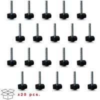 20 Pieds Réglables Avec Base Hexagonale En PE Ø22 Mm Avec Tige Fixe M8x18mm – Idéal Pour Maison, Bureau Et Industrie, Meubles, Tables, Armoires, Cuisines – Made In Italy