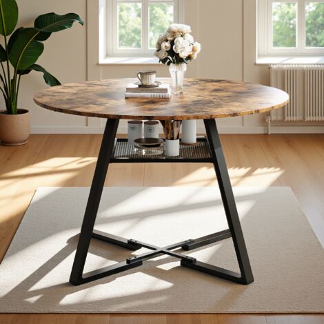 Table à Manger Ronde 4 Personnes 120 Cm En Bois Massif Urban