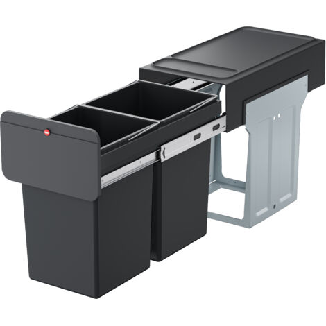 Hailo EcoLine Design Duo L, Einbau-Mülltrennungs-System, 2 x 14 l, schwarz