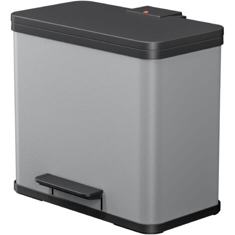 Hailo Öko duo Plus L, Tret-Mülltrenner, 17 + 9 ltr, Hellgrau, matt
