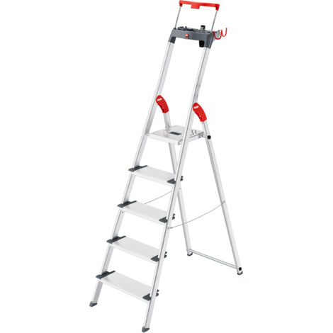 Hailo L84 ComfortLine, Alu-Sicherheits-Stehleiter, 5 Stufen