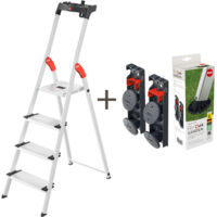 Hailo Stehleiter L80 ComfortLine (4 Stufen) im Set mit EasyClix Garden Size L