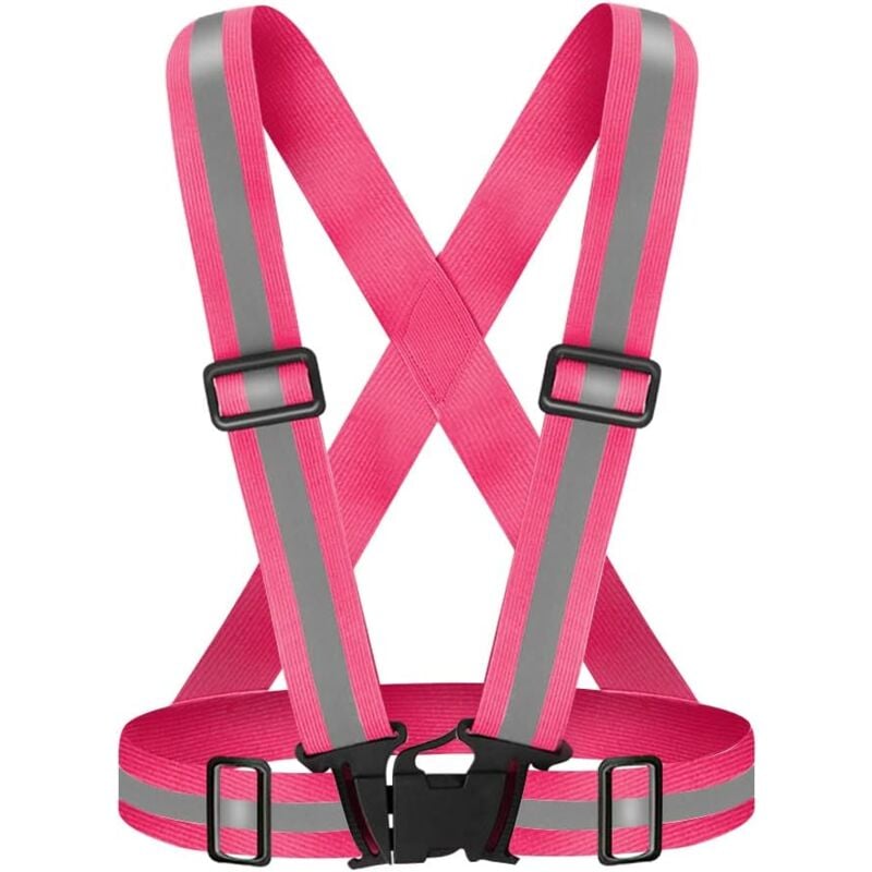 Gilet de Sécurité Réfléchissant Haute visibilité Réglable Gilet de Sécurité pour La Course, Le Vélo, La Moto Rose