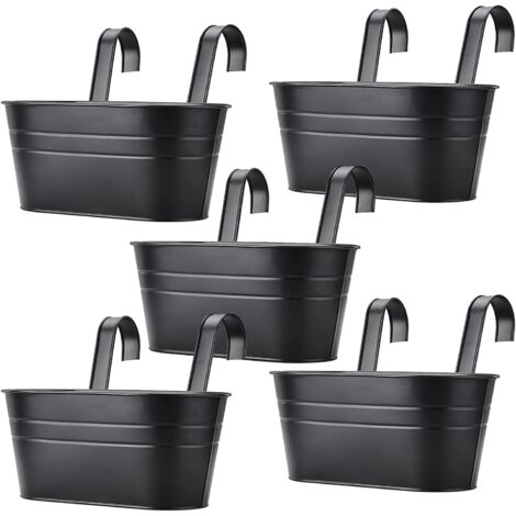 2 Pots Suspendus En Métal Pour Balcon Et Jardin - Design Blanc Ou Bleu Avec Trous De Drainage
