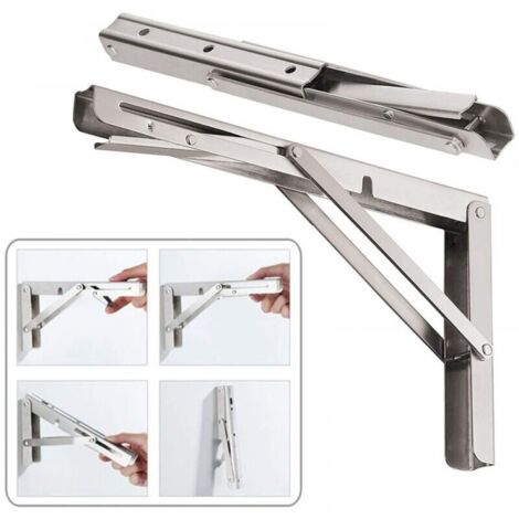 2 Charnières Triangulaires En Inox – Support Mural Pliant Pour étagères Ou Tables