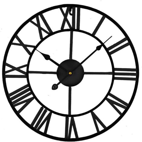 Horloge Murale Géante Vintage 58 Cm - Chiffres Romains, Silencieuse, Style Industriel - Pour Salon, Bureau