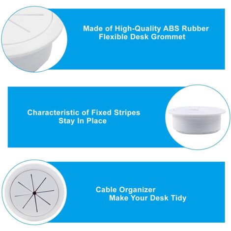 Lot De 2 Passe-câbles PVC Blanc - Diamètre 60/72 Mm - Pour Bureau, Informatique