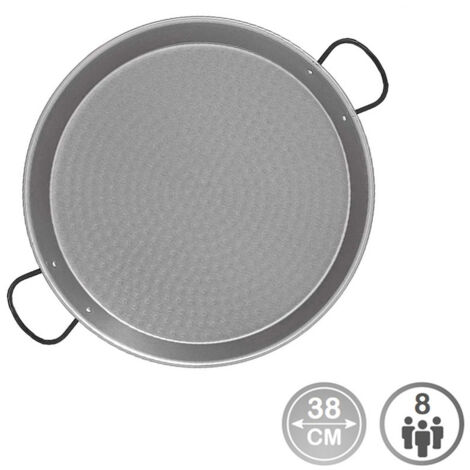 PAELLERA TRADICIONAL ACERO PULIDO Ø38cm (8 PERSONAS). VAELLO