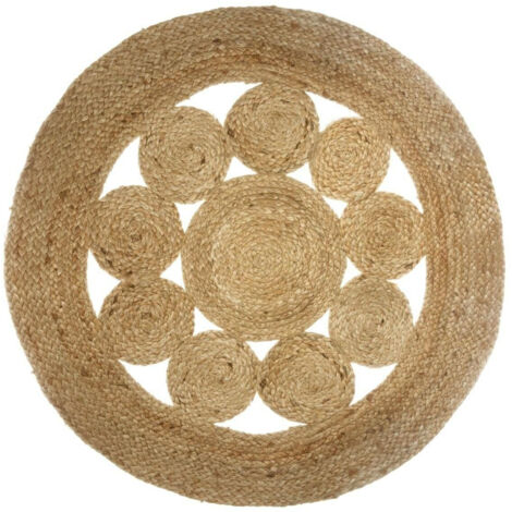 Alfombra calada 'Esra' en yute D. 80 cm - Atmosphera créateur d'intérieur (1/4)