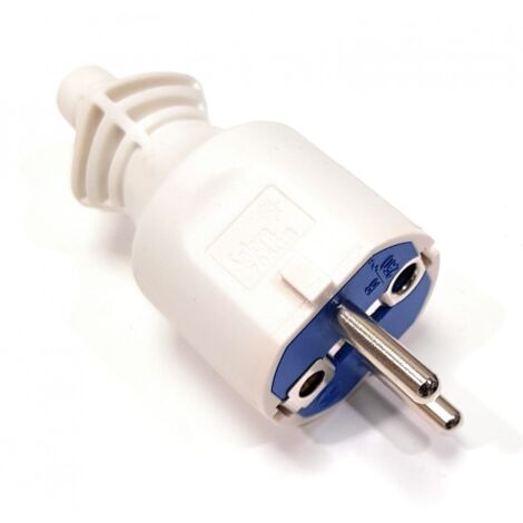 CLAVIJA 2P+T, 16A 250V PVC COLOR BLANCO. SUJETACABLES ABATIBLE SOLERA 706CB