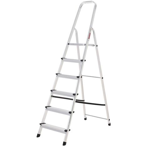 Oryx Escalera Aluminio 6 Peldaños Plegable, Uso doméstico, Antideslizante, Ligera y Resistente