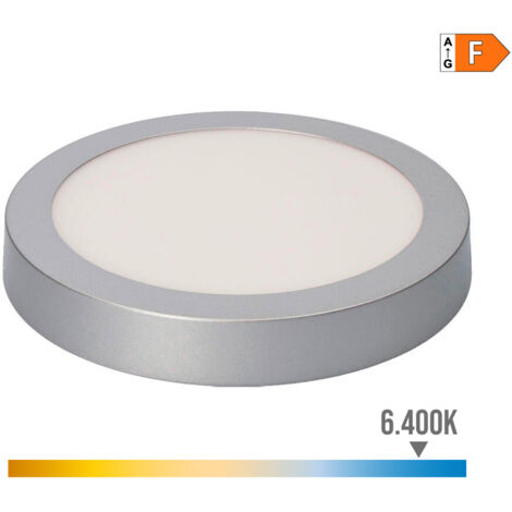 Downlight led superficie redondo 20w 1500lm 6400k luz fria ø22x3,5cm cromado edm (1/4)
