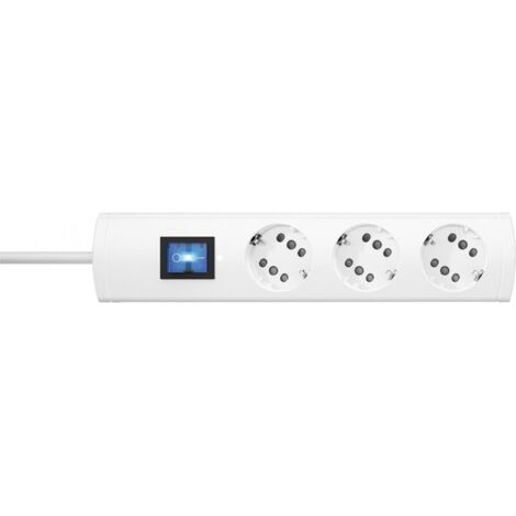 Prolongador de 3 tomas blanco con interruptor Duoversal Plus 16A 250V IP20 KOPP (1/5)