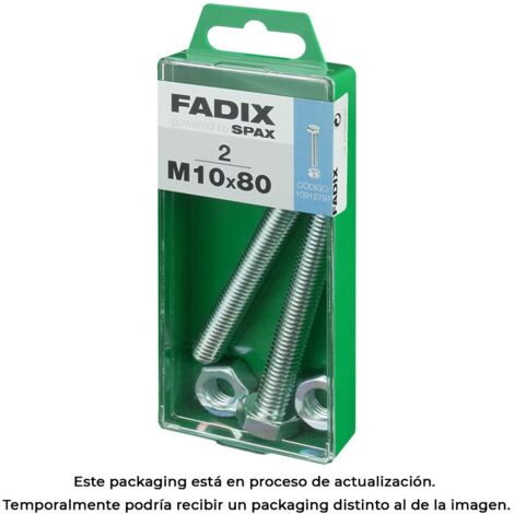 Caja m 2 unid. tornillo metrica cab hex+tuerca cinc m 10x80mm fadix (1/3)