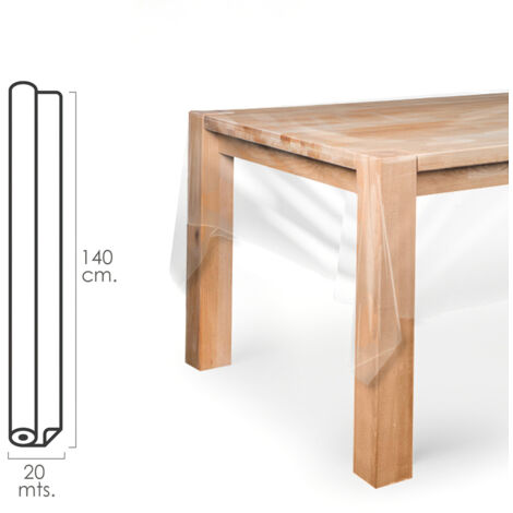 Mantel Antimanchas Hule Rollo 140 cm. x 20 metros. Transparente