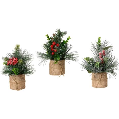 Plantas decoración pequeñas navidad uso interior 20 x 15 cm, 3 piezas (1/2)