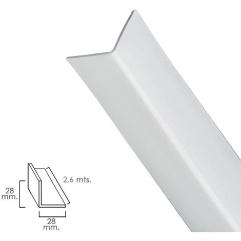 Perfil Pvc Angulo 25x25 mm. Blanco Barra 2,5 metros