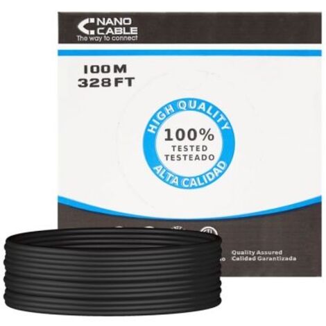 Bobina de Cable RJ45 UTP Nanocable 10.20.0302-EXT-BK Cat.5e/ 100m/ Negro