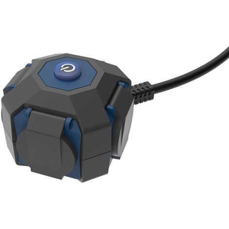 Prolongador expert 4 tomas con tapa ip44 h07rn-f 3 g 1,5 mm² 16 a 230v 1,4 m negro/azul (1/4)