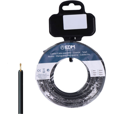 CARRETE CABLECILLO FLEXIBLE 1,5mm NEGRO LIBRE DE HALÓGENOS 20m (1/2)