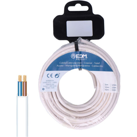 Carrete manguera plana h03vv-f 2 x 0,75 mm² blanca, 10 m