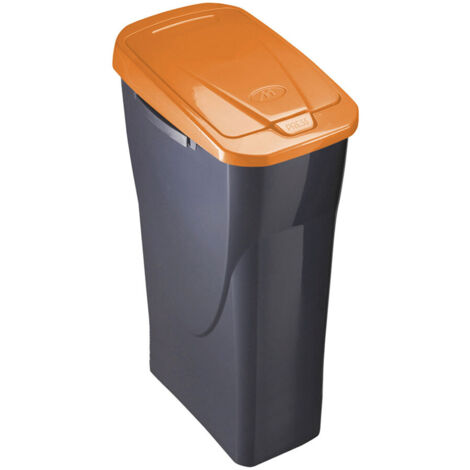 M Home Cubo 15 L ECOBIN con Tapa 20x31x42 cm, Gris-Naranja, Mediano