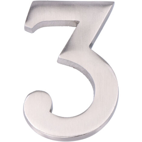 Número 3 Níquel Mate 10cm Fijación Invisible EDM