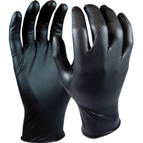 Caja 50 guantes desechables nitrilo negro sin polvo talla 7 juba