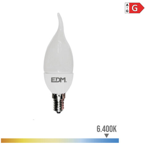 BOMBILLA VELA BOHEMIA LED E14 5W 400lm 6400K LUZ FRIA Ø3,8x12,5cm EDM