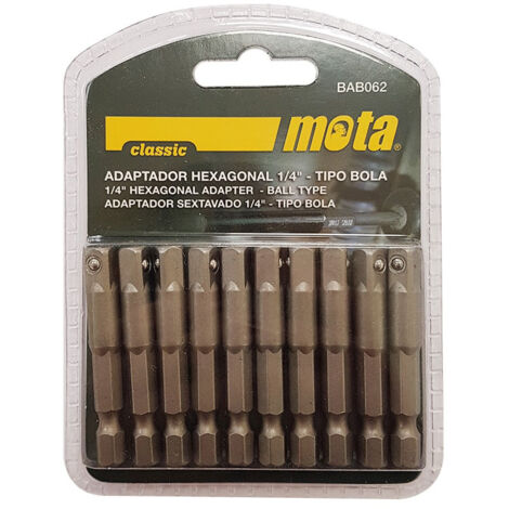 PACK 10 ADAPTADORES HEXAGONAL T. BOLA 50mm 1-4 10unid. BAB062 MOTA (1/3)