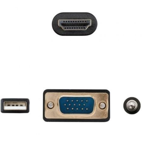 Cable Conversor Nanocable 10.15.4612/ HDMI Macho - VGA Macho/ Jack 3.5 Macho/ USB Macho/ 1.8m/ Negro (1/2)
