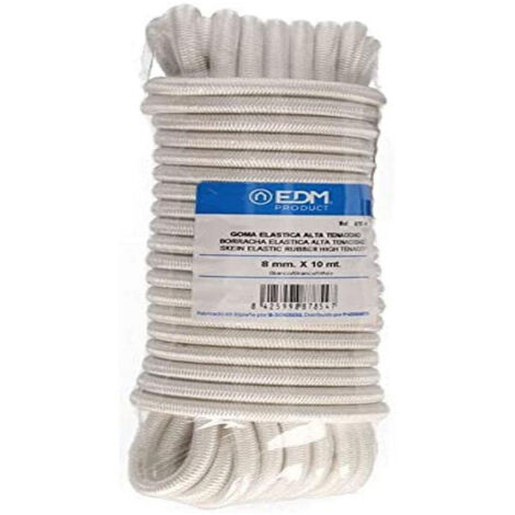 MADEJA 10m GOMA ELASTICA ALTA TENACIDAD BLANCA. CALIBRE 8mm EDM