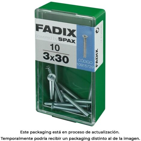 Caja de 10 unidades de tornillo métrico con cabeza plana M 3x30mm Fadix