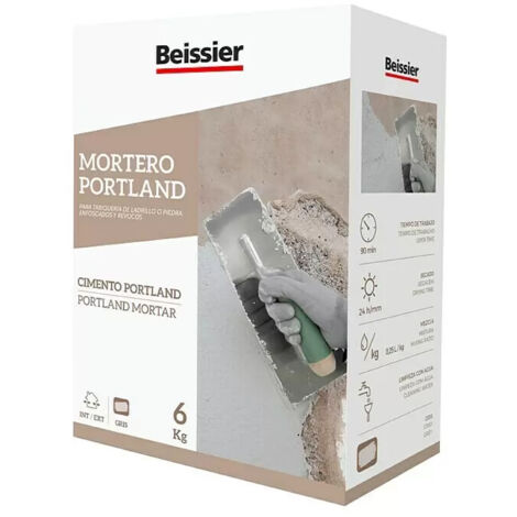 Mortero Portland 6kg Gris Interior Exterior Paredes Suelos Techos Beissier
