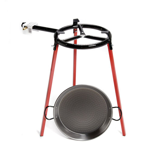 SET PAELLERA PULIDA 38cm CON TRÍPODE Y QUEMADOR GAS 300mm. VAELLO