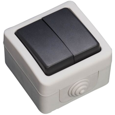 Doble Conmutador serie estanca IP44, uso exterior, 10A, 250V. 50Hz