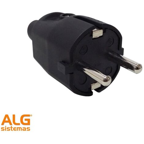 Clavija bipolar entrada cable recta 4.8mm Negro